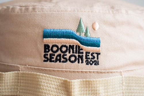 Beige Boonie Season  100% Cotton hat with Nylon Strap Large (60cm) Includes: chin strap, air vent & button so the hat can be worn in different styles